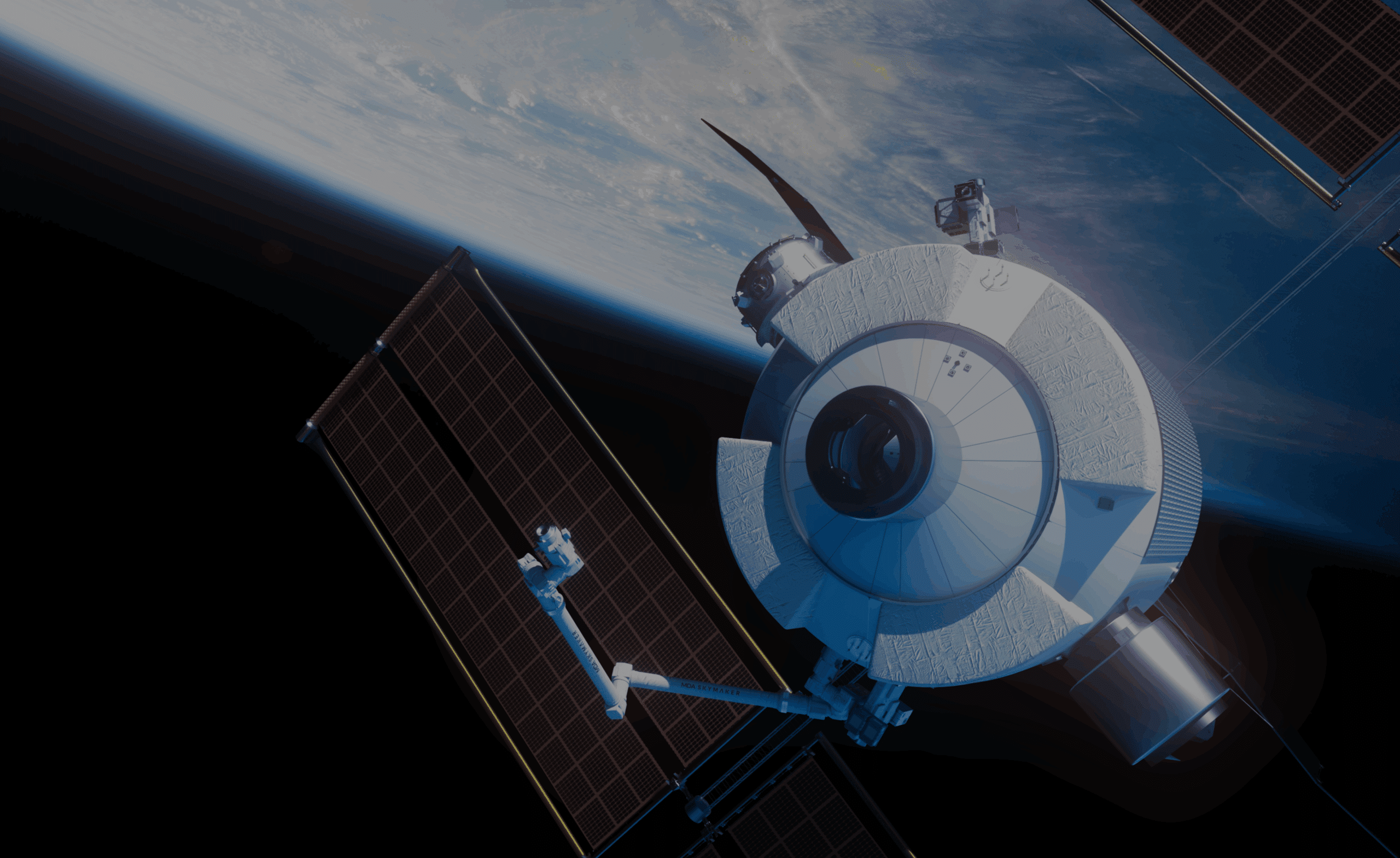 Satellite orbiting Earth in space