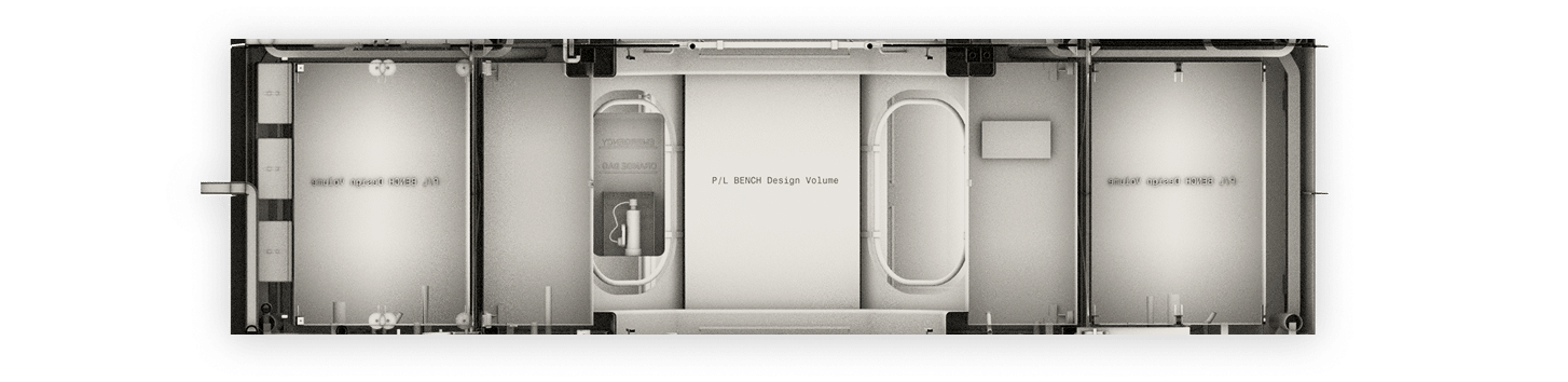Overhead view of detailed spacecraft module layout